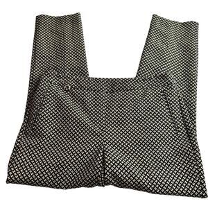 Adrianna Papell Pants Womens 8 Black Yellow Print Flat Front Career Straight Leg
